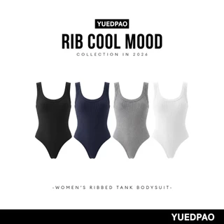 Yuedpao Women's Ribbed Tank Bodysuit บอดี้สูทผู้หญิง ผ้าร่อง ทรงสวยเข้ารูป สีพื้น ใส่สบาย ระบายอากาศได้ดี (4 สี)