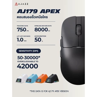 เมาส์เกมมิ่งพร้อมแท่นชาร์จ Ajazz AJ179 Apex 8K Tri-Mod (Wired+2.4+BT) Wireless Magnetic Charginig Mouse รับประกัน 1 ปี