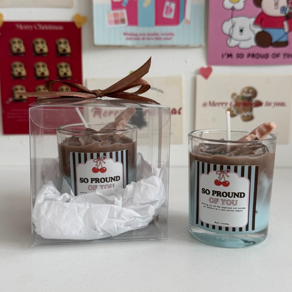 เทียนหอม mini mint chocolate 60g🩵🍫 (พร้อมกล่อง+โบว์) ของขวัญวันเกิด ของขวัญปัจฉิม/รับปริญญา ของชำร่วย