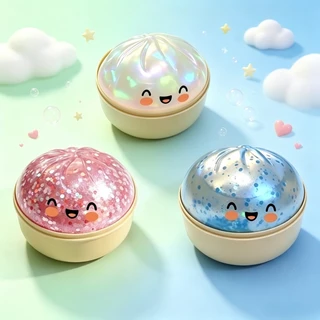 สกุชชี่ซาลาเปา 8.5 ซม วัสดุปลอดสารพิษ Glitter Dumpling Squishy บรรเทาความเครียด ของขวัญที่ดีที่สุดสำหรับเด็ก