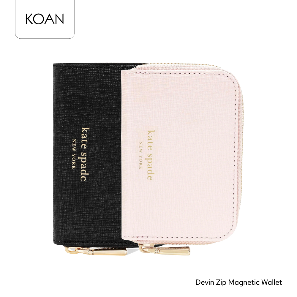 KATE SPADE กระเป๋าสตางค์ Devin Zip Magnetic Wallet - Black