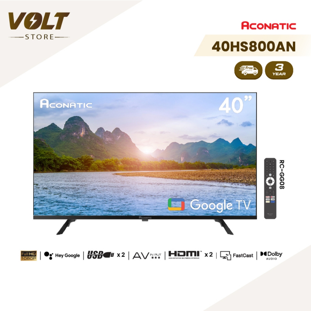 Aconatic ทีวี 40 นิ้ว FHD Google TV รุ่น 40HS800AN ระบบปฏิบัติการ Google Frameless Design