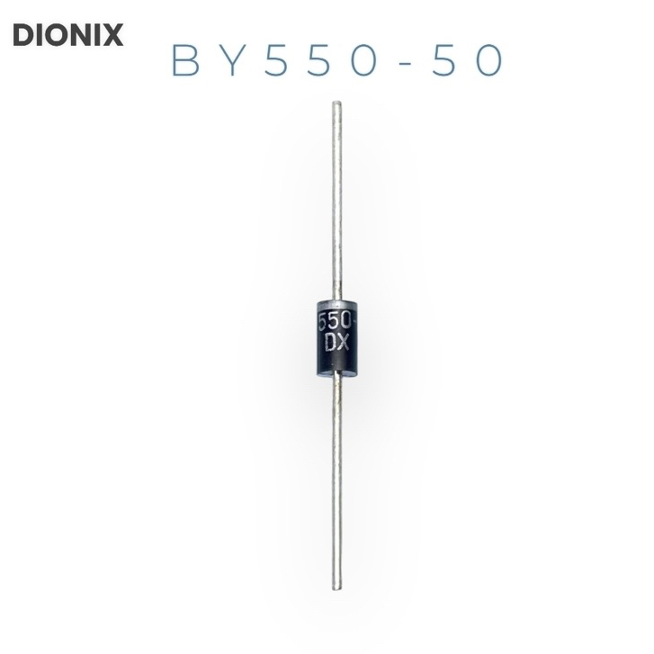 BY550-50 50V 5A Rectifier Diode Axial ไดโอดเรียงกระแส สำหรับ Power Supply วงจรไฟ DC (10 ชิ้น)