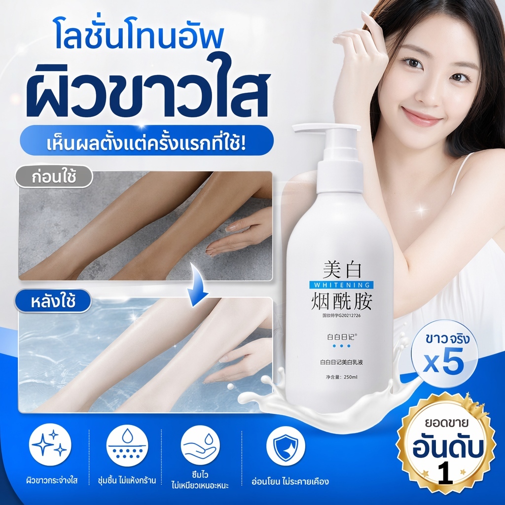 Body Whitening Cream 250ML บำรุงเสริมชั้นผิว เร่งผิวขาวสวยทั่วร่างกาย