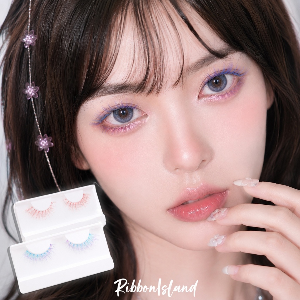 ขนตาปลอม คู่ขนตาปลอมสีสันสดใส set แบบมีสี แฟชั่น หรูหรา หวาน การไล่ระดับสี ins สไตล์เกาหลี ใช้ซ้ำได้ COD