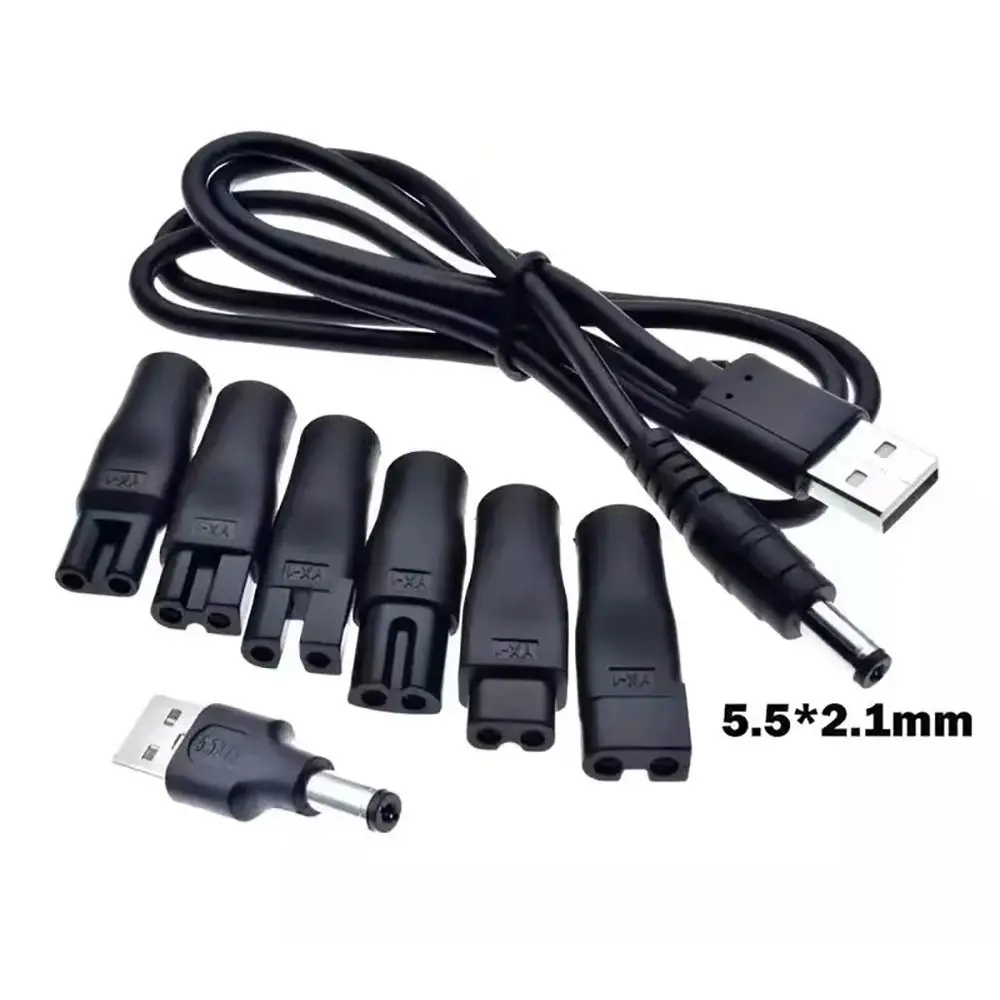 สายไฟ 8 PCS Power Cord 5V Replacement Charger USB adapter Suitable for Hair Clippers Shavers อะแดปเตอร์ USB มีดโกนหนวด