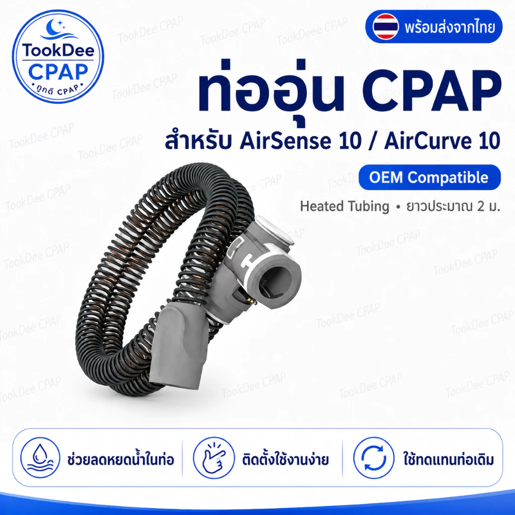 ท่ออุ่น CPAP Tube สำหรับเครื่อง ResMed AirSense 10 / AirCurve 10 Series OEM Compatible ส่งจากไทย