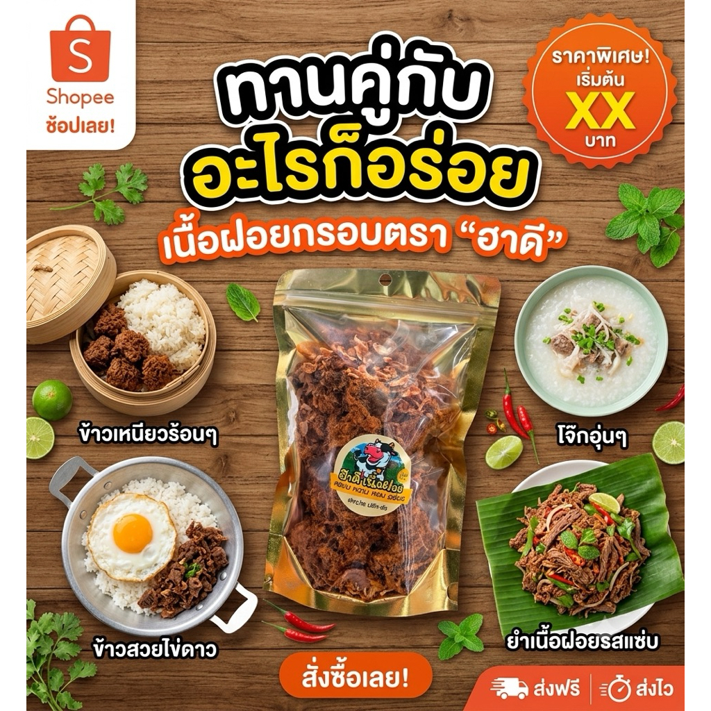 ✅ “เนื้อฝอยโฮมเมด เนื้อแท้ 100% อัดแน่นเต็มถุง” **ขนาดทดลอง**