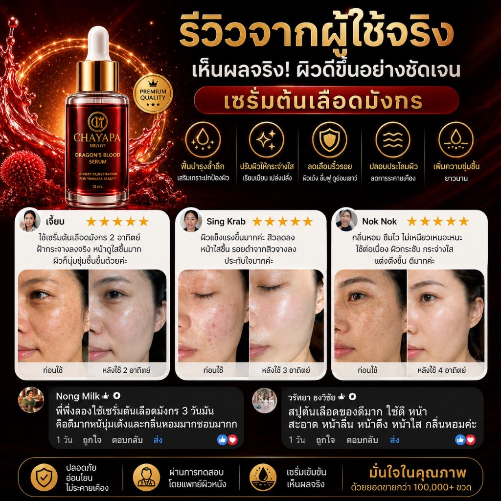 เซรั่มฝ้าต้นเลือดมังกรโอเมก้ารวมวิตมินซีแบบเข้มข้น( 1 ขวด )15 Ml