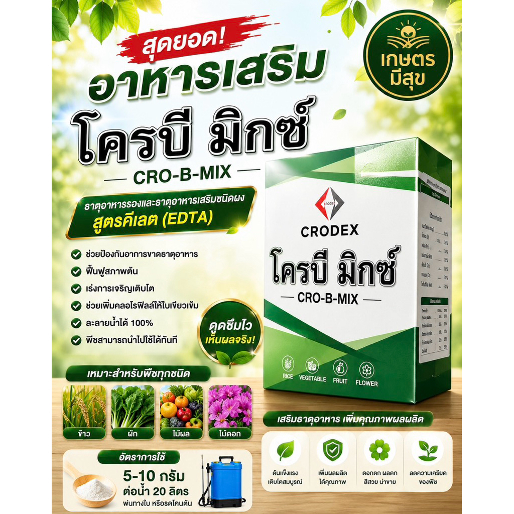 โครบีมิกซ์ สูตร EDTA ดูดซึมไว ใบเขียวเข้ม ขนาด 1กิโลกรัม
