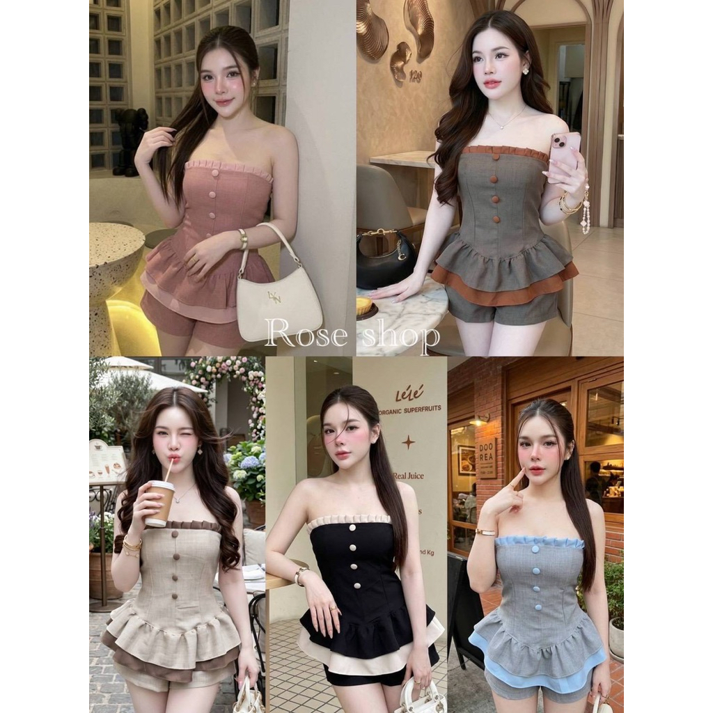 เซท 3 ชิ้น เซทเกาะอก มาพร้อม กางเกงขาสั้น สวยแพงมาก น่ารัก น่ารัก น่ารักไปอีก