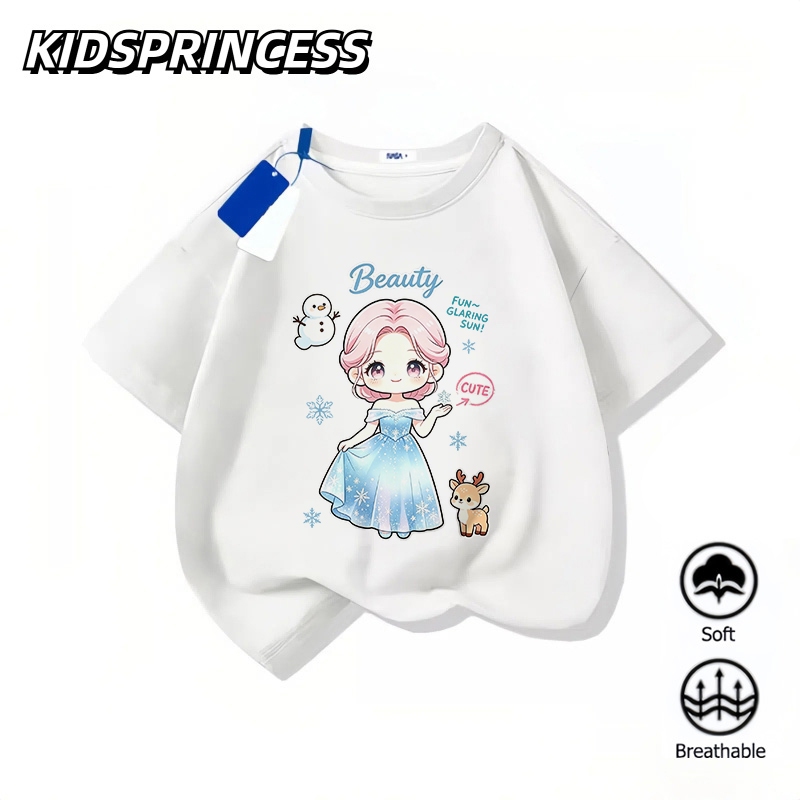 (จัดส่งตลอด 24 ชั่วโมง) เสื้อยืดเด็กแฟชั่น ลายการ์ตูน ระบายอากาศ ใส่สบาย เสื้อเด็กผู้ชายเด็กผู้หญิง คอกลม แขนสั้น D2