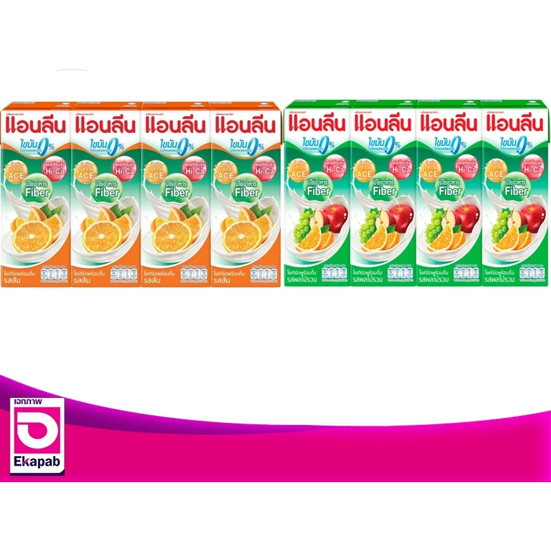 แอนลีนนมเปรี้ยวUHT แคลเซียมสูง รสผลไม้รวม,รสส้ม 180มล.แพค4