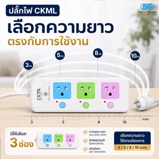 ส่งด่วน!! ปลั๊กไฟ 2300W ปลั๊ก มอก. แท้100% รางปลั๊กไฟ 5ช่อง 4ช่อง 3ช่อง 2USB 1Type-C ความยาวสาย 3/5/8/10เมตร มีให้เลือก