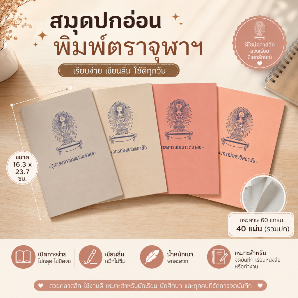 สมุดปกอ่อน ตราพระเกี้ยว