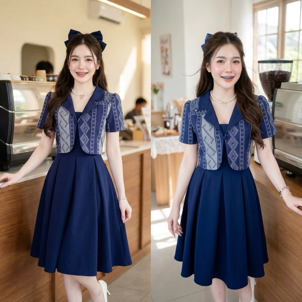 [SRY06]กั๊กสีกรมลายสวยอัดกาวS-6XL