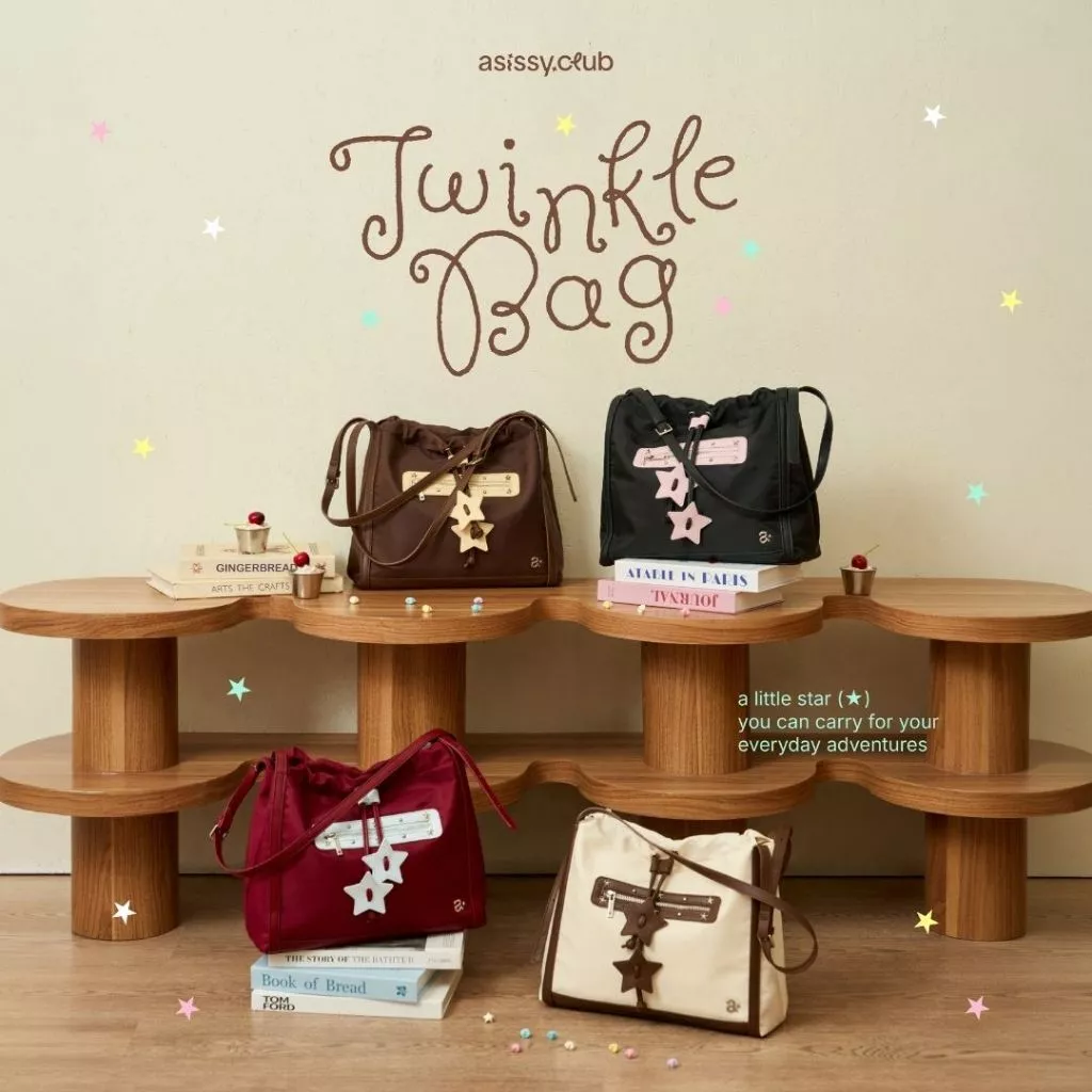 New❗️Twinkle Bag💫 กระเป๋าผ้าไนลอน everyday bag มาพร้อมสายรูด Star Charm สุดน่ารัก🎪🎢 by asissy.club