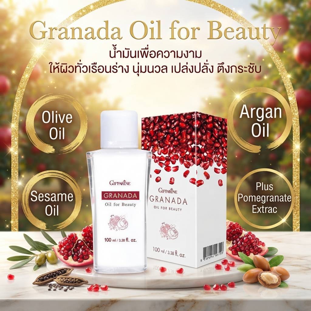 กิฟฟารีน กรานาดา ออยล์ ออยทับทิม Granada Oil for Beauty น้ำมันบำรุงผิว ผิวชุ่มชื่น นุ่มนวล ออยทาผิว