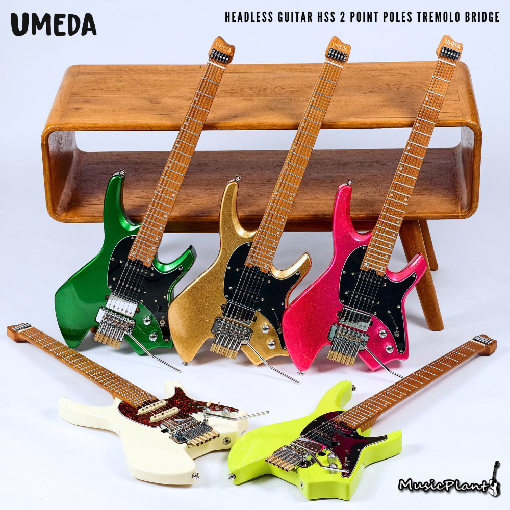 กีตาร์หัวตัด Umeda - Headless Guitar HSS 2 Point Poles Tremolo Bridge (2.8 Kgs)