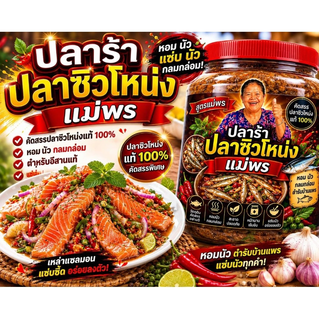 ปลาร้าปลาซิวโหน่งแม่พร สูตรต้นตำรับ หอมนัว พร้อมปรุง อร่อยเข้มข้น