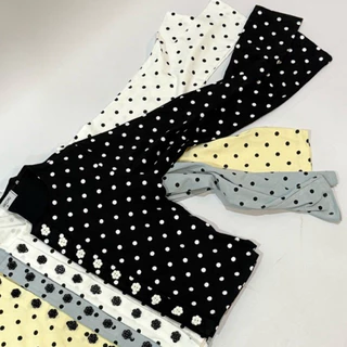 Polka Long - เสื้อแขนยาวโพกาดอท แต่งกระดุมดอกไม้ย กระดุมแกะใช้งานได้จริง ผ้านุ่มใส่สบาย (ลายจุดแขนยาว)