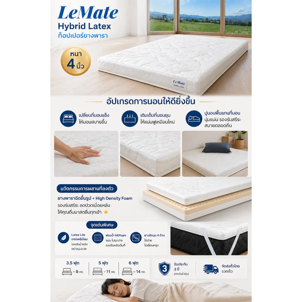 ที่นอน Lereen รุ่น LeMate Hybrid Latex