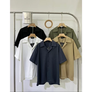 เสื้อเชิ้ตผู้ชายแขนสั้น สีพื้นมินิมอล รุ่น N137