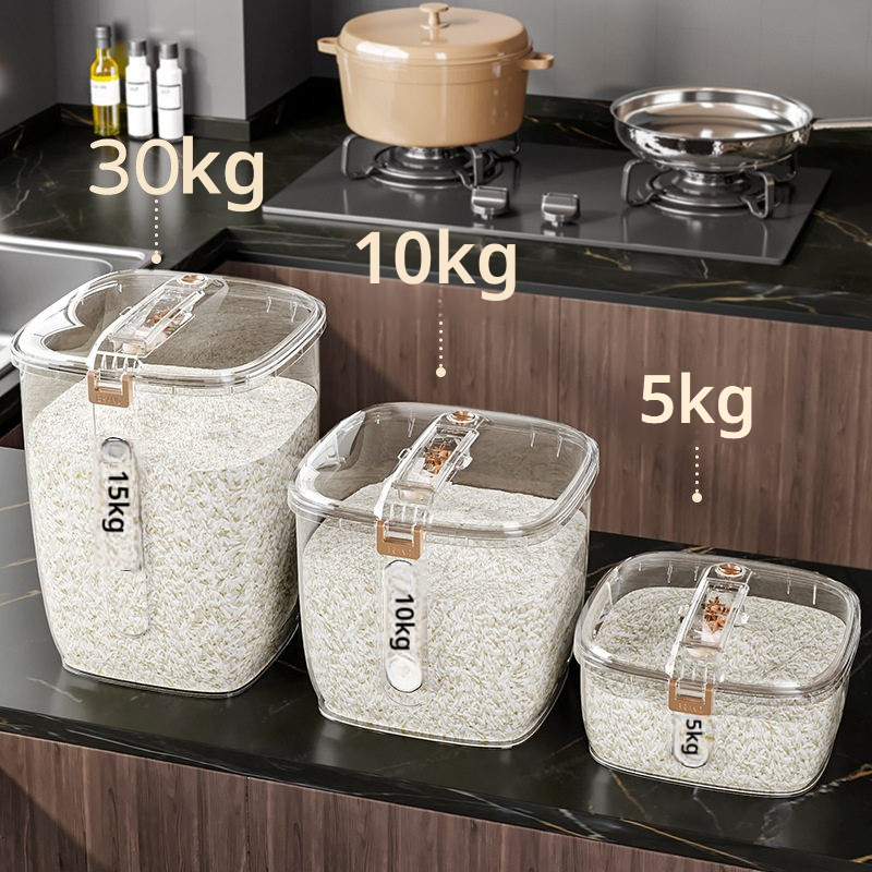 ถังเก็บข้าวสารเกรดอาหาร 5KG/10KG ปิดผนึกกันแมลง กันความชื้น กล่องเก็บอาหารแห้งโปร่งใส จัดเก็บของใช้ครัวเรือน