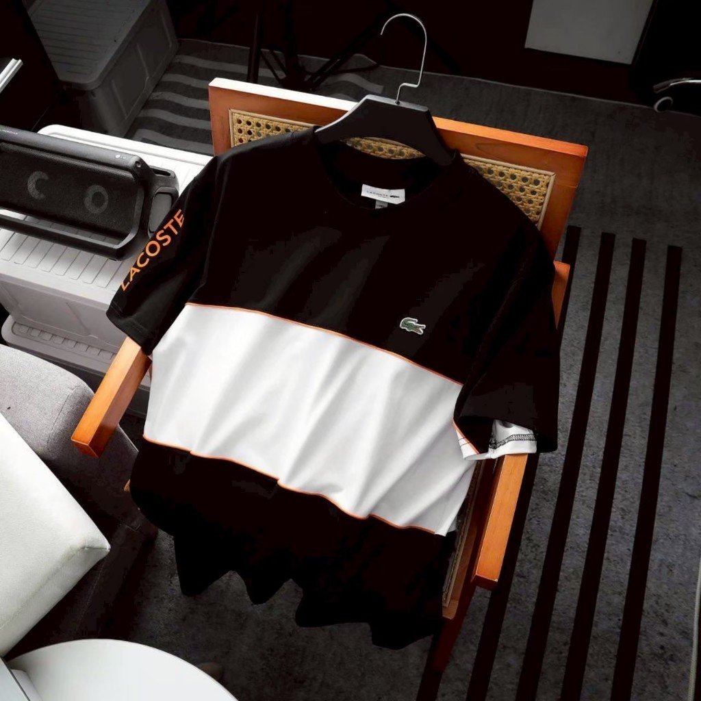 เสื้อยืด LACOSTE คอกลมแขนสั้นดีเทลแต่งสี 3 แถบป้ายครบ รูปที่ 6