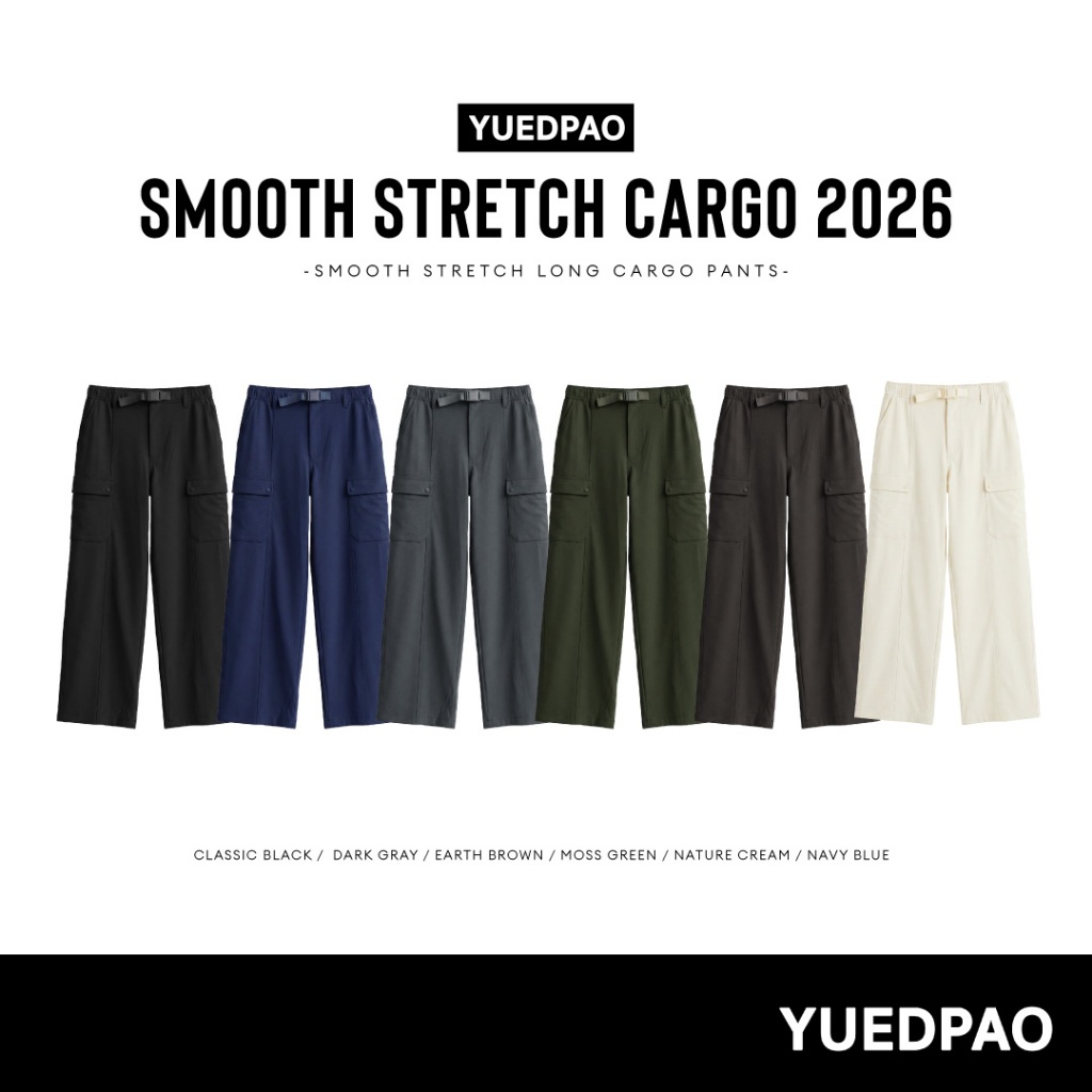 Yuedpao Smooth Stretch Long Cargo Pants กางเกงคาร์โก้ขายาว กางเกงเดินป่า แคมป์ปิ้ง ผ้าหนาทรงสวย ยับยากรีดง่าย