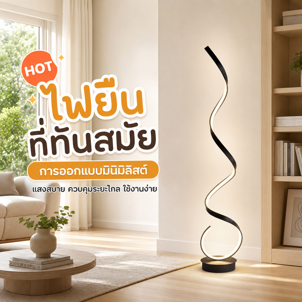 🧧🧧 โคมไฟตั้งพื้นสไตล์นอร์ดิกแบบเลดด์ หรูหราแต่เรียบง่าย สำหรับใช้ในบ้านสมัยใหม่ เส้นสายเรียบง่าย