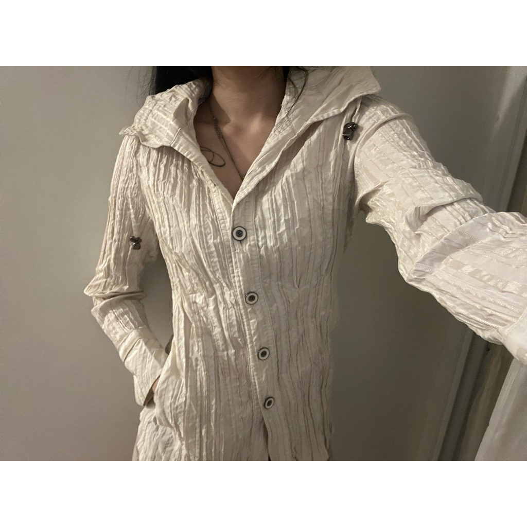 y2k longsleeves white shirt 🦷 อก 35