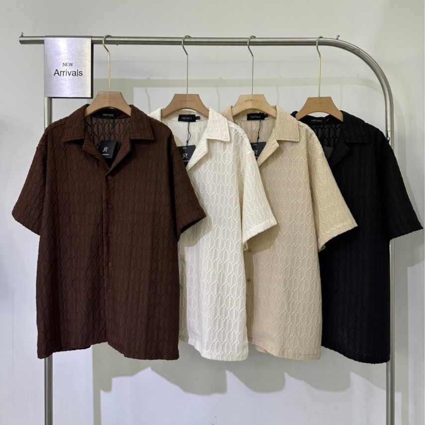 เสื้อเชิ้ตผู้ชายแขนสั้น ผ้าฉลุลายเท็กซ์เจอร์ รุ่น N134