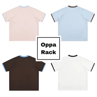 เสื้อยืดแขนแถบ Premium Cotton (สีฟ้าขอบน้ำตาล/สีชมพูขอบฟ้า/สีน้ำตาลขอบฟ้า/สีขาวขอบดำ)