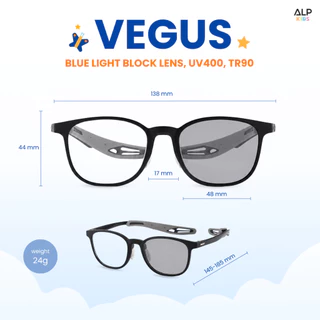 ALP Vegus แว่นตากรองแสง เลนส์เปลี่ยนสีอัตโนมัติ มีขาเสริม ปรับงอได้ กรอบTR90 แตกหักยาก กรองแสงสีฟ้า ALP-KB0017