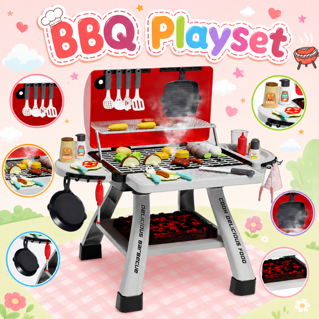 Home Barbeque (41 pcs.) *กล่องบรรจุบุบ* ชุดครัวของเล่น มีเสียง มีไฟ มีควัน | ของเล่นเสริมพัฒนาการ ของเล่นบทบาทสมมติ