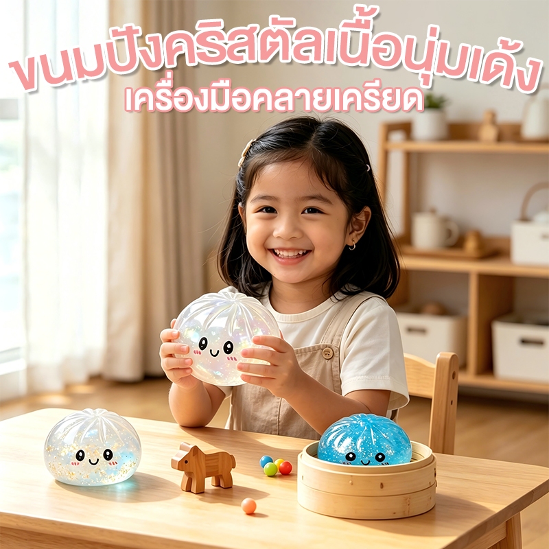 สกุชชี่ซาลาเปาลูกใหญ่ นุ่มยืดได้ ยืดหยุ่น บีบคลายเครียด ของเล่นเด็ก พร้อมส่งในไทย เก็บปลายทาง