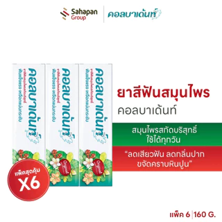 (แพค 6 กล่อง) Kolbadent ยาสีฟันสมุนไพรคอลบาเด้นท์ 160g ลดเสียวฟัน ลดกลิ่นปาก เหงือกกระชับ ขจัดคราบหินปูน สินค้าจากบริษัท