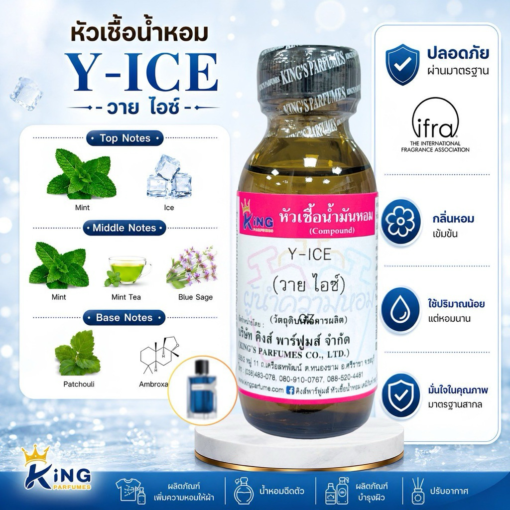 หัวเชื้อน้ำหอม กลิ่น วาย ไอซ์ Y-ICE ขนาด30-100ml.