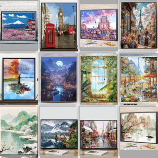 ระบายสีตามตัวเลข 40×50 พร้อมเฟรมไม้ (50 ลาย) | ของขวัญยอดฮิต งานศิลปะทำง่าย มือใหม่ก็ทำได้