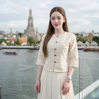 LANNA - เสื้อแขนยาวผ้าไทยกระดุมเหรียญ (รุ่นกาสะลอง) เสื้อผ้าไทยผู้หญิง ผ้าฝ้ายชินมัย ทรงสวยใส่สวยมากค่ะ