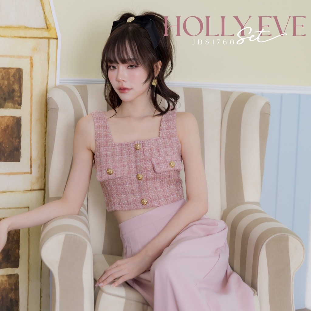 #JBS1760 Holly Eve Set* เซตเสื้อทวีต+กางเกง