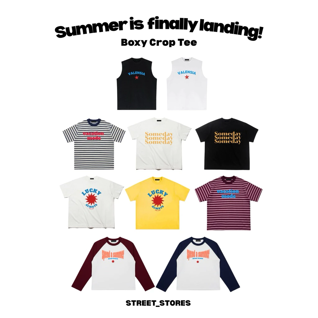 เสื้อยืดBoxy ทรงครอป คอฟิต (Summer landing)