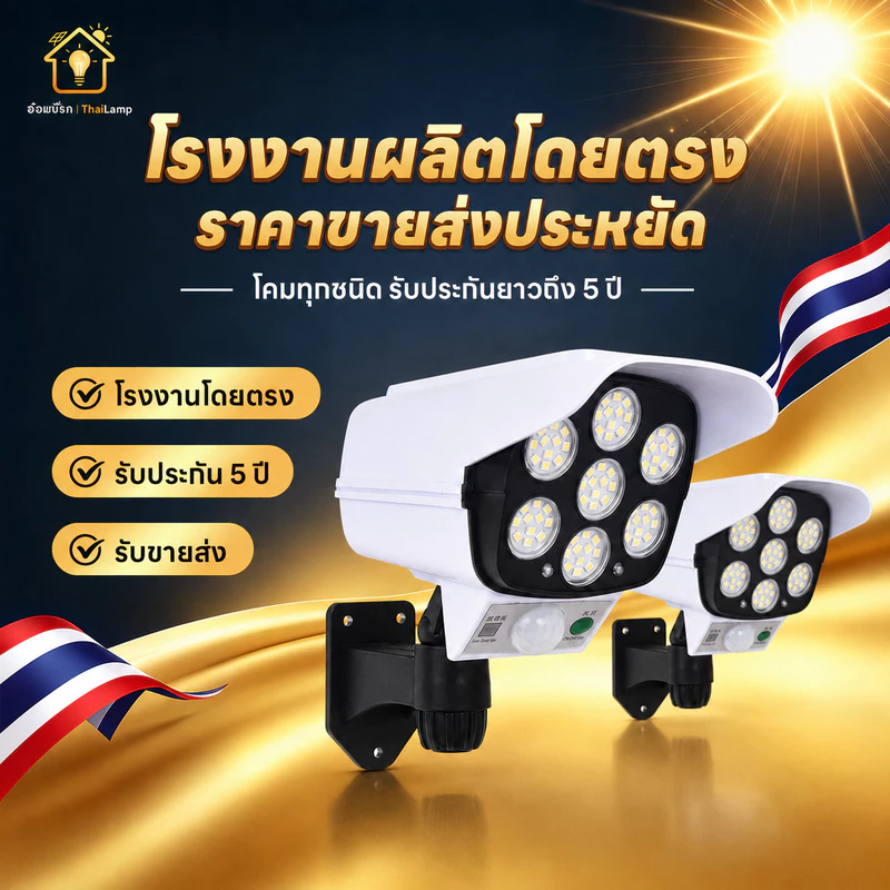 ไฟโซล่าเซลล์ ไฟติดผนัง 77LED Solar SensorLight สไตล์กล้องวงจรปิด ติดผนัง เซนเซอร์ตรวจจับร่างกายคน กันน้ำ ไฟสว่างจ้า
