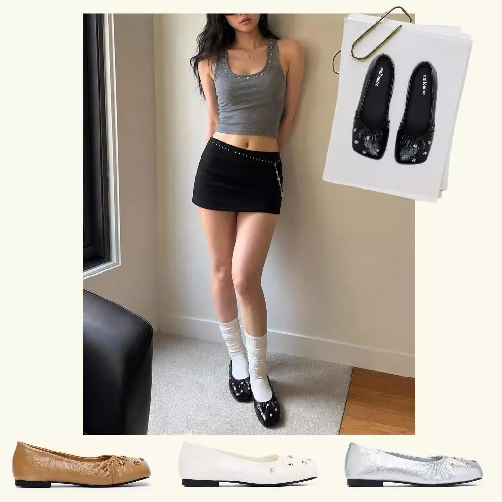 Mellowco รุ่น Gemma Flat รองเท้าหุ้มส้นหัวเหลี่ยม MJ-6110