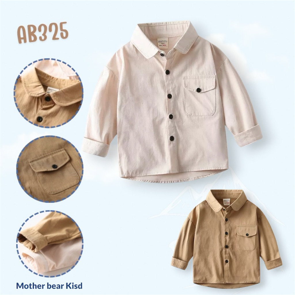 AB325 เสื้อเชิ้ตเด็ก แขนยาว ทรงคลาสสิก เสื้อผ้าเด็ก พร้อมส่งในไทย 🇹🇭