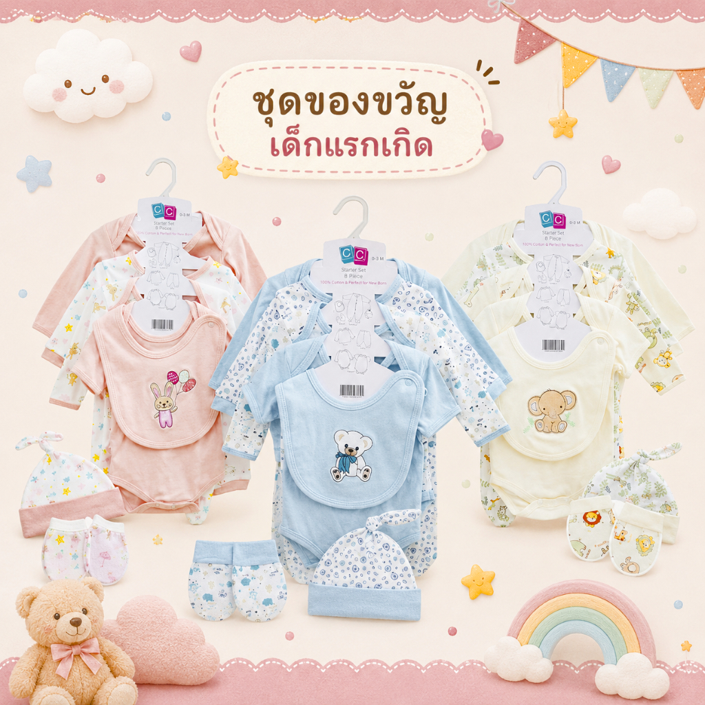 Royal kids ชุดของขวัญเด็กแรกเกิด0-3m ของขวัญเยี่ยมคลอด ห่อกันกระแทกให้อย่างดี