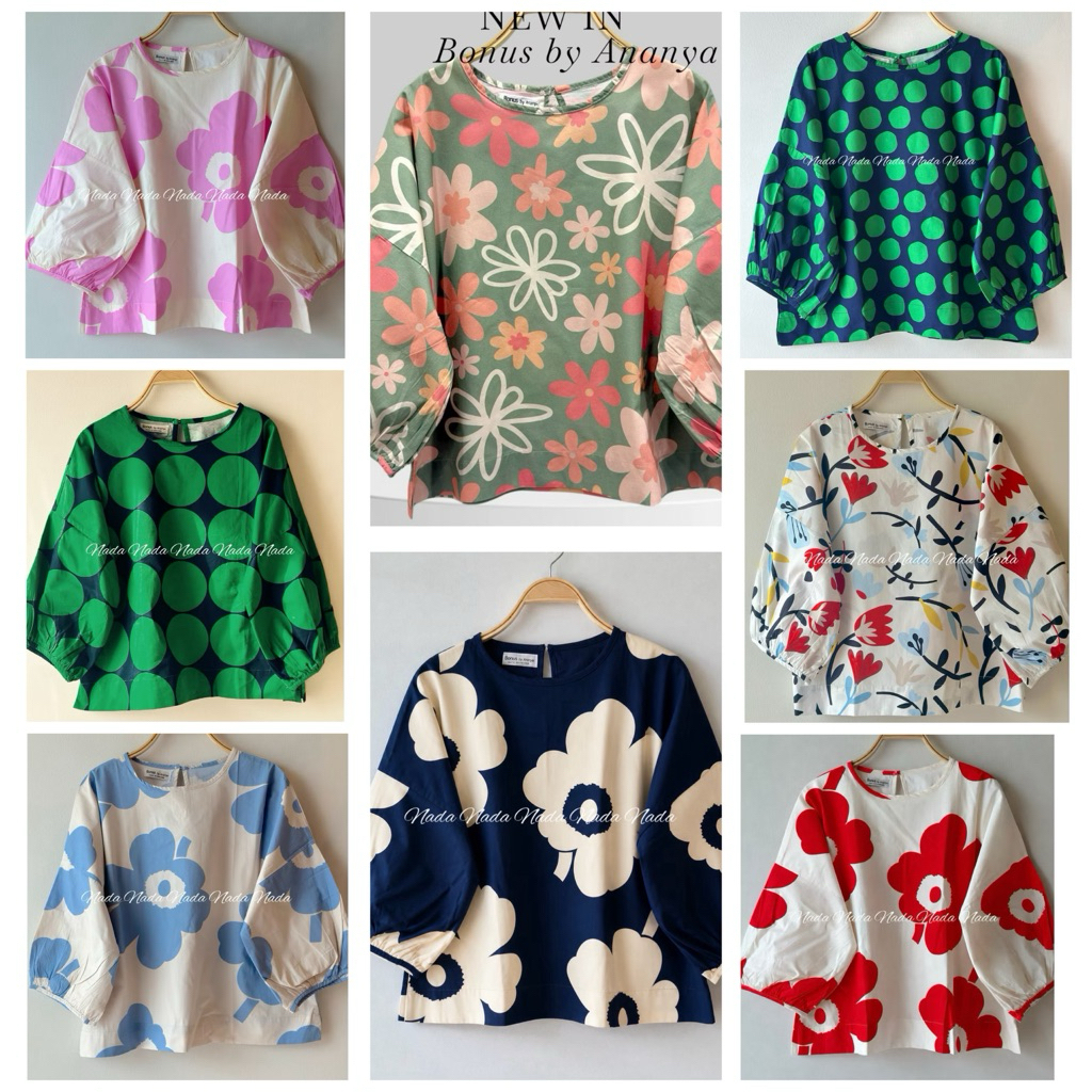 🍒มีหลายลายให้เลือก พร้อมส่ง‼️‼️ New Collection‼️  ‼️NADA112เสื้อคอกลมแขนยาว