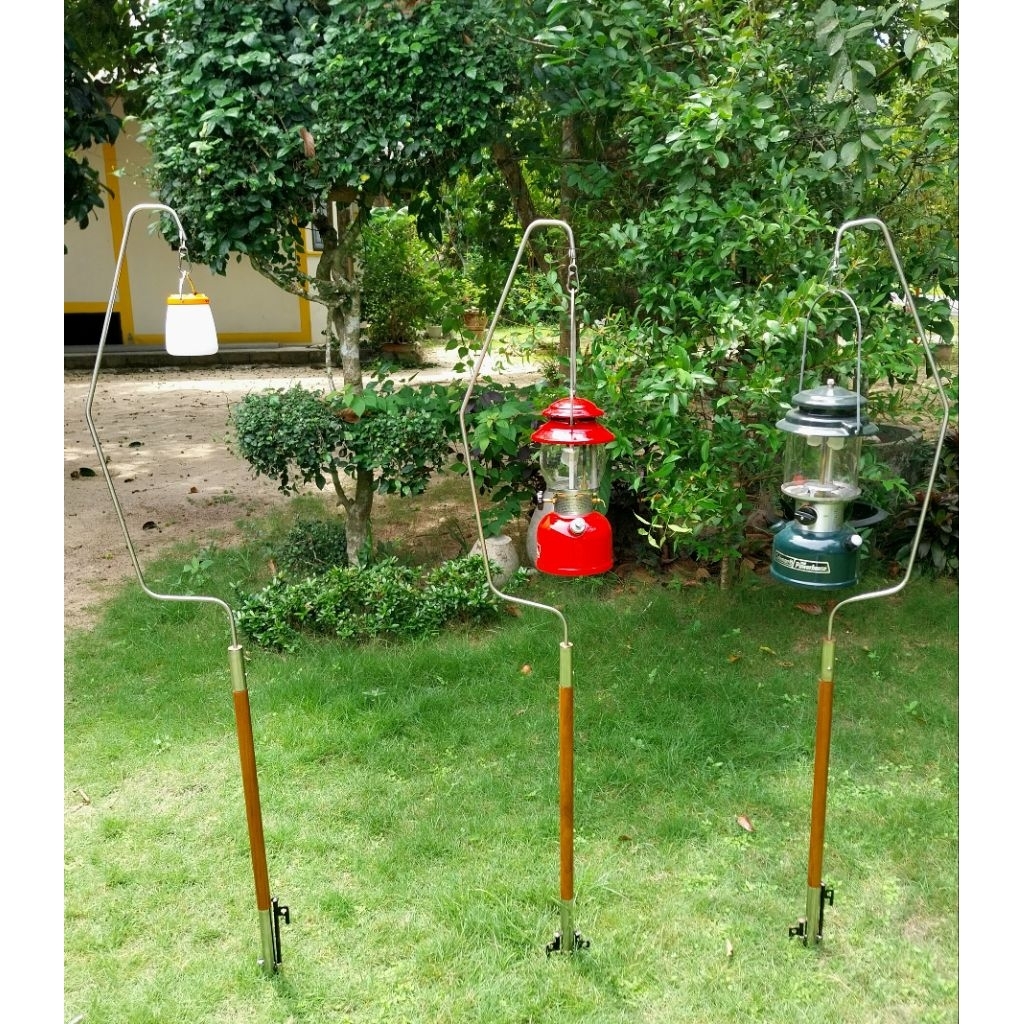 เสาแขวนตะเกียงไฟ  ที่แขวนโคมไฟสไตล์มินิมอล | ครึ่งไม้ ครึ่งสแตนเลส 130CM(มีกระเป๋าแถมให้)