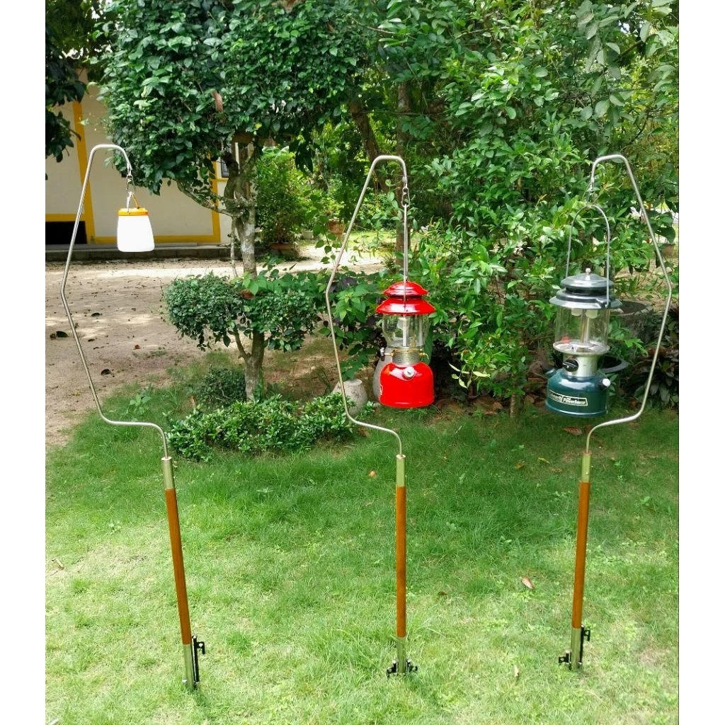 เสาแขวนตะเกียงไฟ ที่แขวนโคมไฟสไตล์มินิมอล | ครึ่งไม้ ครึ่งสแตนเลส 130CM(มีกระเป๋าแถมให้)